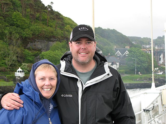 My Mom and Myself aboard the Grigoriy Mikheev, leaving Oban for the start of our Wild Scotland Adventure.